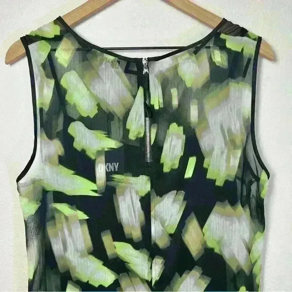 DKNY | NWT Womens Abstract Print Midi Dress in Black Lazer Multi | Size Large - Picture 7 of 15